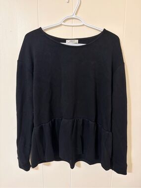 MSCH Black Peplum Long-Sleeve Top- Large